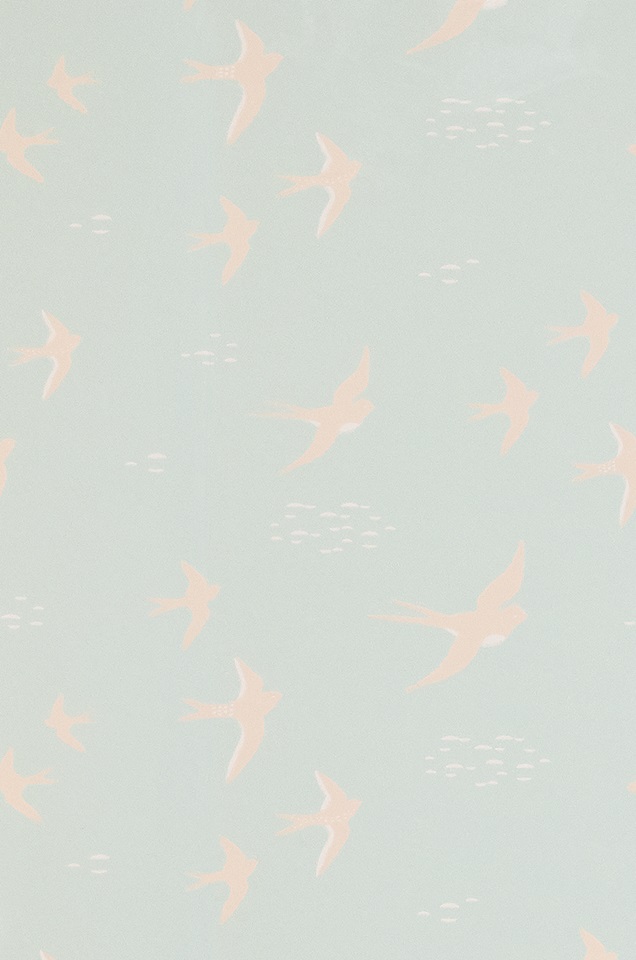 Majvillan, wallpaper for the children's room Follow the wind, dusty turquoise 