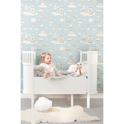 Majvillan, wallpaper for the children's room Above the clouds, soft blue