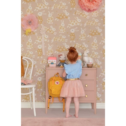 Majvillan, wallpaper for the children's room Garden party, dusty blush pink