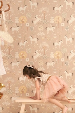 Majvillan, tapet till barnrummet True unicorns, old pink