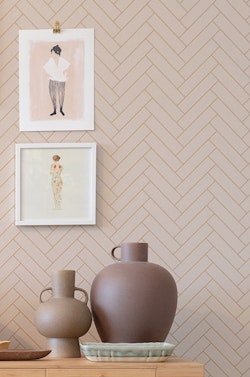 Majvillan, tapet till barnrummet Herringbone, sandy beige