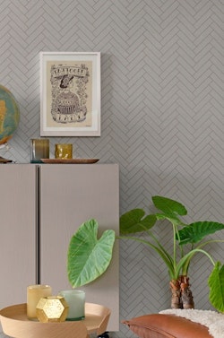 Majvillan, tapet till barnrummet Herringbone, greige blue