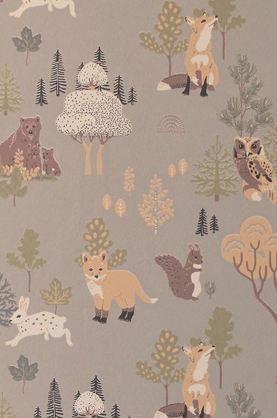 Majvillan, wallpaper for the children's room Deep forest, mystic grey 