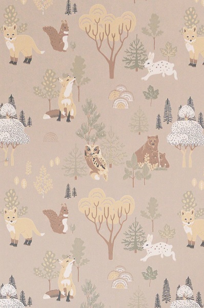 Majvillan, wallpaper for the children's room Deep forest, soft beige 
