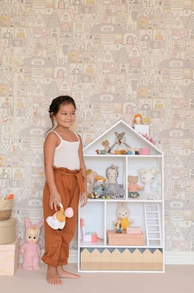 Majvillan, wallpaper for the children's room Dollhouse, wool white