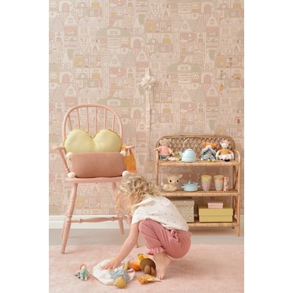 Majvillan, wallpaper for the children's room Dollhouse, sunny pink