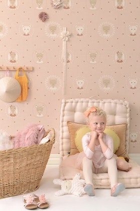 Majvillan, wallpaper for the children's room Hearts, dusty warm pink