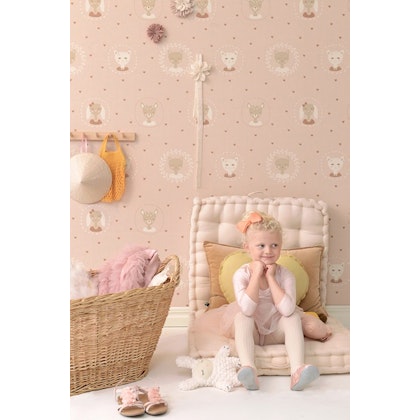 Majvillan, wallpaper for the children's room Hearts, dusty warm pink
