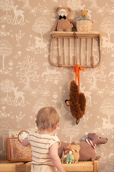 Majvillan, wallpaper for the children's room Summer fields, soft brown 