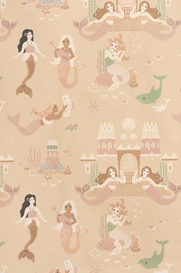 Majvillan, wallpaper for the children's room Mermaid reef, sandy beige 