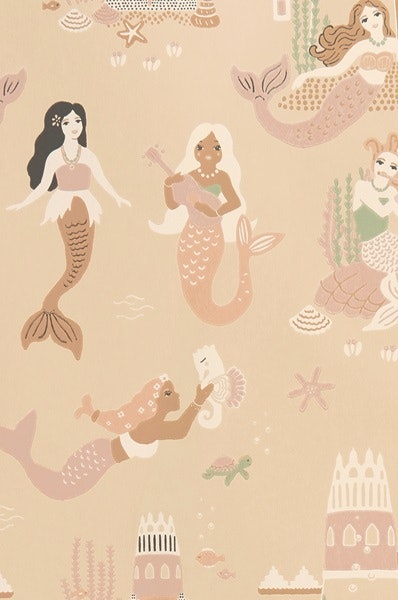 Majvillan, wallpaper for the children's room Mermaid reef, sandy beige 