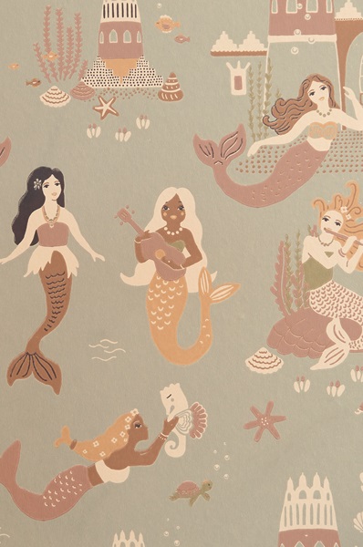 Majvillan, wallpaper for the children's room Mermaid reef, ocean blue 