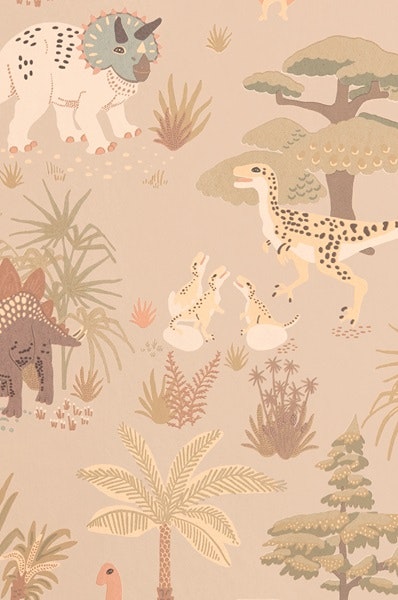Majvillan, wallpaper for the children's room Dinosaur vibes, sandy beige 