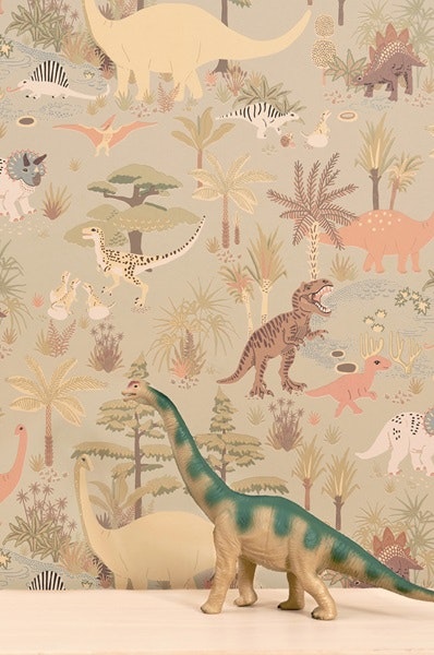 Majvillan, wallpaper for the children's room Dinosaur vibes, soft green 