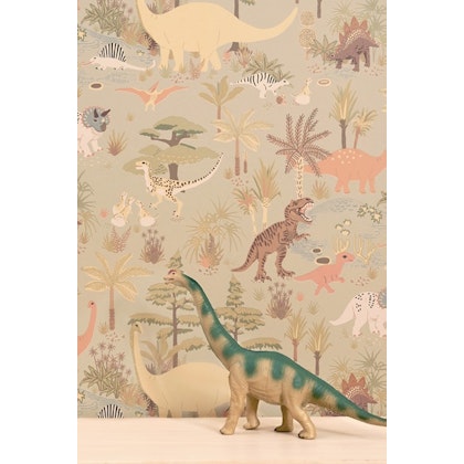 Majvillan, wallpaper for the children's room Dinosaur vibes, soft green