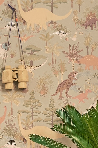 Majvillan, wallpaper for the children's room Dinosaur vibes, soft green 