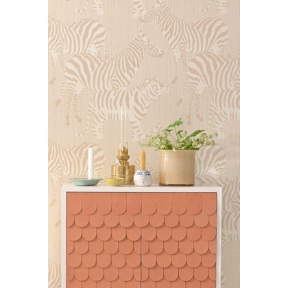 Majvillan, wallpaper for the children's room Safari stripes, dusty beige