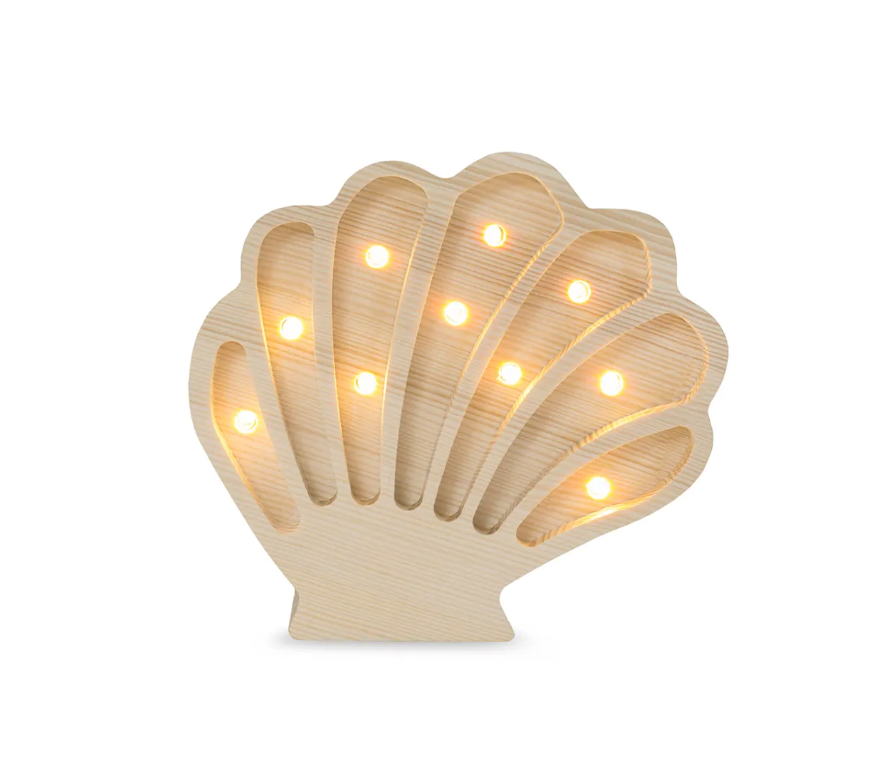 Little Lights, Night lamp for the children's room, Seashell coastal wood 