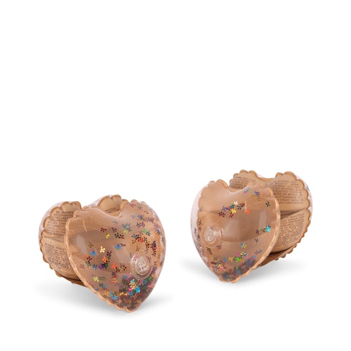 Konges Sløjd, uppblåsbara armringar, heart, transparent multi cherry blush