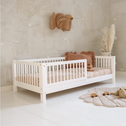 White children's bed Asta 90x190 cm with safety rail