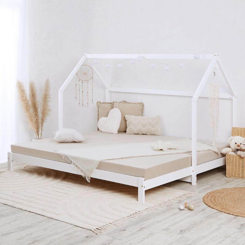 White house bed 90x200 with a pull-out extra bed 