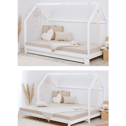White house bed 90x200 with a pull-out extra bed