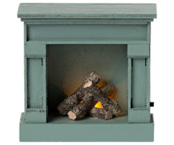 Maileg, fireplace, vintage blue