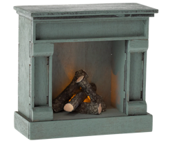 Maileg, fireplace, vintage blue