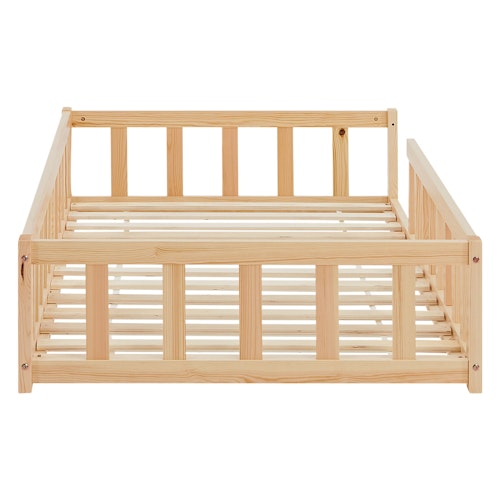Montessori natur barnsäng med skyddskanter, 90x200 cm