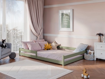 Stor juniorsäng Fiora 140x200 cm, olive