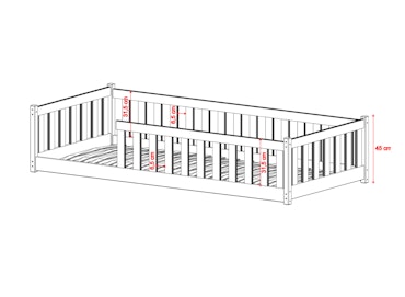 Stor juniorsäng Mira 140x200 cm, vit