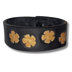 Armband, läder med gula blommor