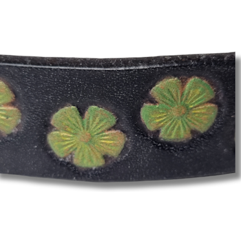 Armband, läder med gulgröna blommor