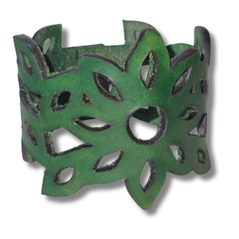 Armband, läder/blomma