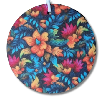 Luftfräschare, orange/blå/rosa blommor