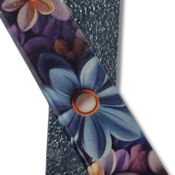 Örhängen, akryl/blommor, blå-lila-gul