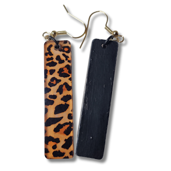 Örhängen, akryl/leopard, brunorange botten