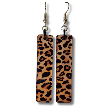 Örhängen, akryl/leopard, brunorange botten