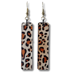 Örhängen, akryl/leopard, beigevit botten