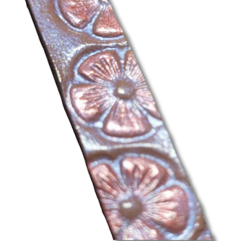 Örhängen, läder/blommor, lila-rosa