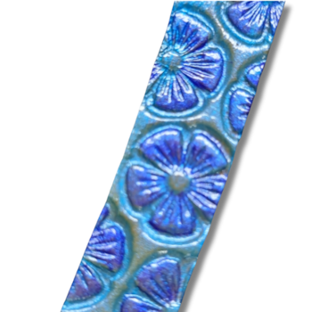 Örhängen, läder/blommor, blå-lila