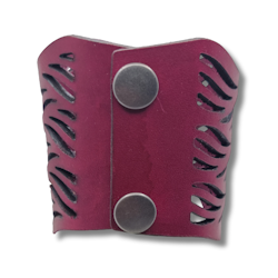 Armband, läder, vågor/mörkrödrosa