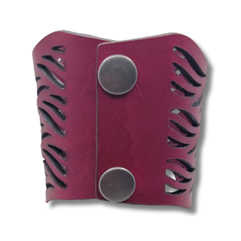 Armband, läder, vågor/mörkrödrosa
