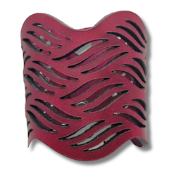 Armband, läder, vågor/mörkrödrosa