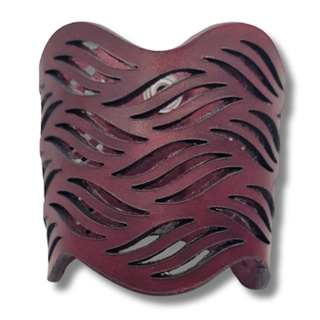 Armband, läder, vågor/brunrött