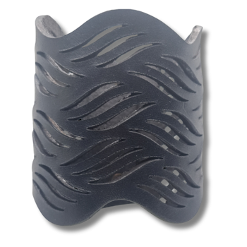 Armband, läder, vågor/svart