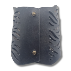 Armband, läder, vågor/svart