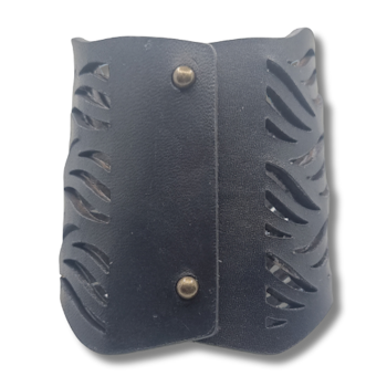 Armband, läder, vågor/svart