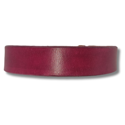 Armband, läder/cyklamen. Hemlig text "Jag är bra nog" inuti