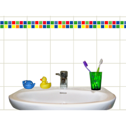 Kakeldekor, rad/multi mosaik